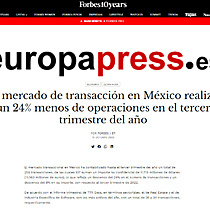 El mercado de transaccin en Mxico realiza un 24% menos de operaciones en el tercer trimestre del ao